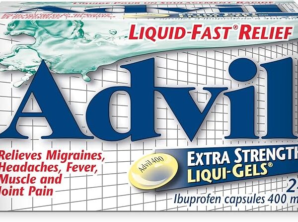 Advil Extra Strength Ibuprofen Pain Relief Liquid-Gels, Fast Acting Pain Relief for Migraine, Back, Neck, Joint, and Muscle Relief, 400mg (24 Count)