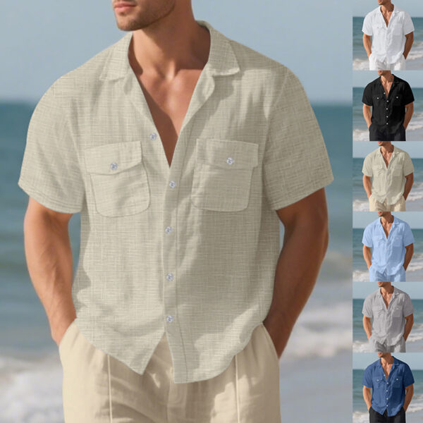 Solid Color Loose Casual Holiday Lapel Shirt Men