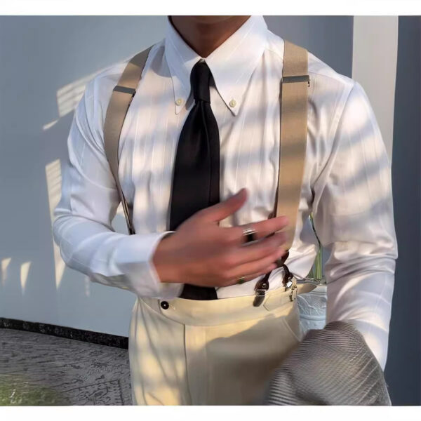 Spring Striped Four Seasons Shirt Elastic Fashion Men