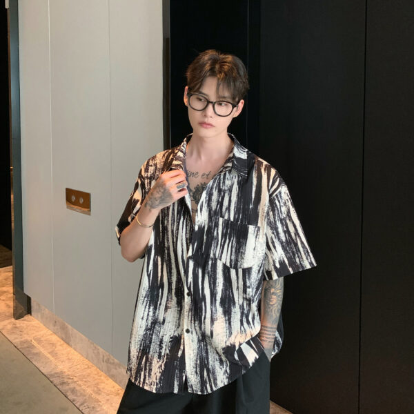 Fashion Personalized Ink Tie-dye Shirt Short Sleeve Men